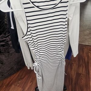 Striped Black and White Sleeveless Dress